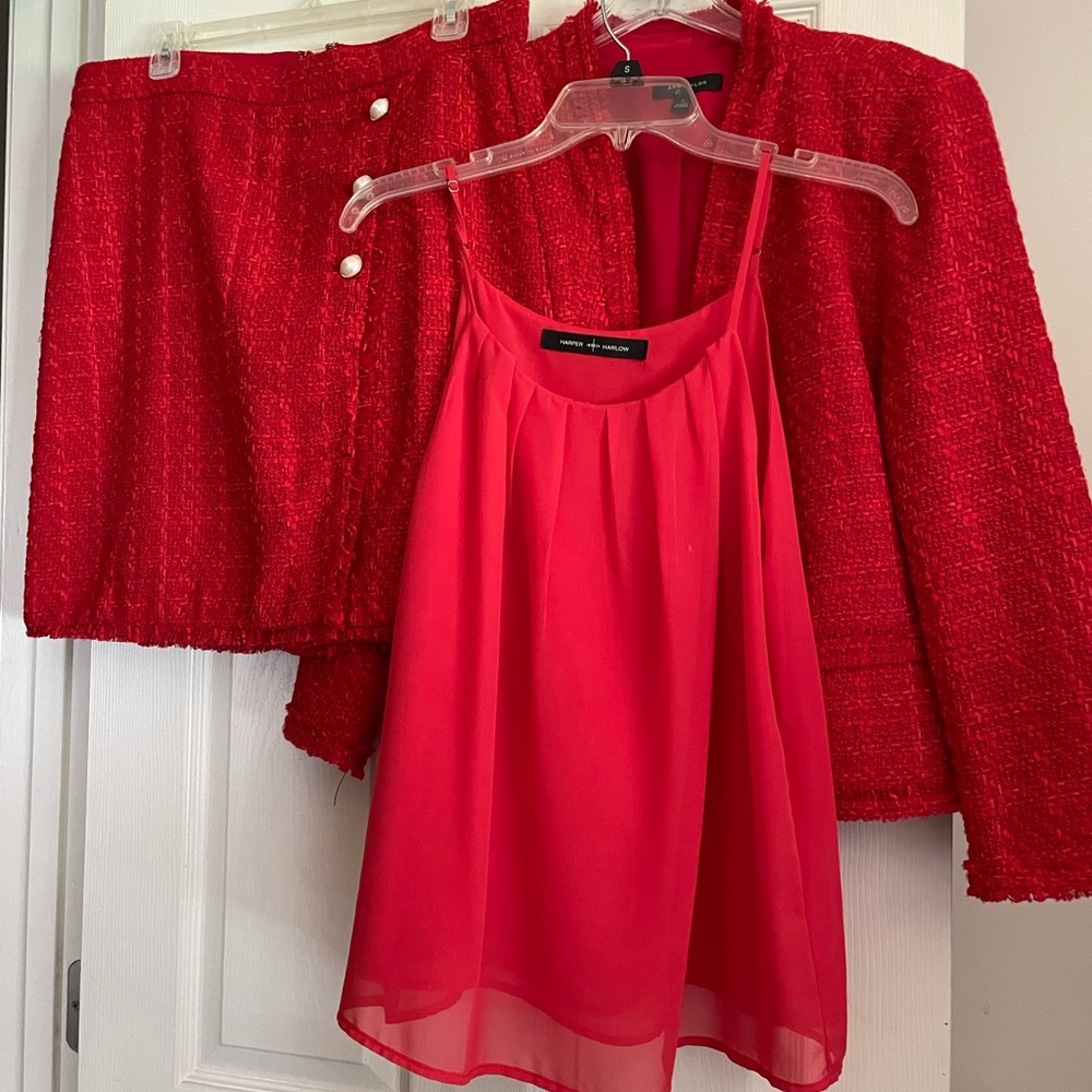 Ann Taylor Vibrant Red / Orange Suit Set